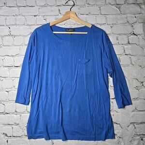 Tommy Bahama 100% Pima Cotton Blue 3/4 Sleeve Blouse Size Medium